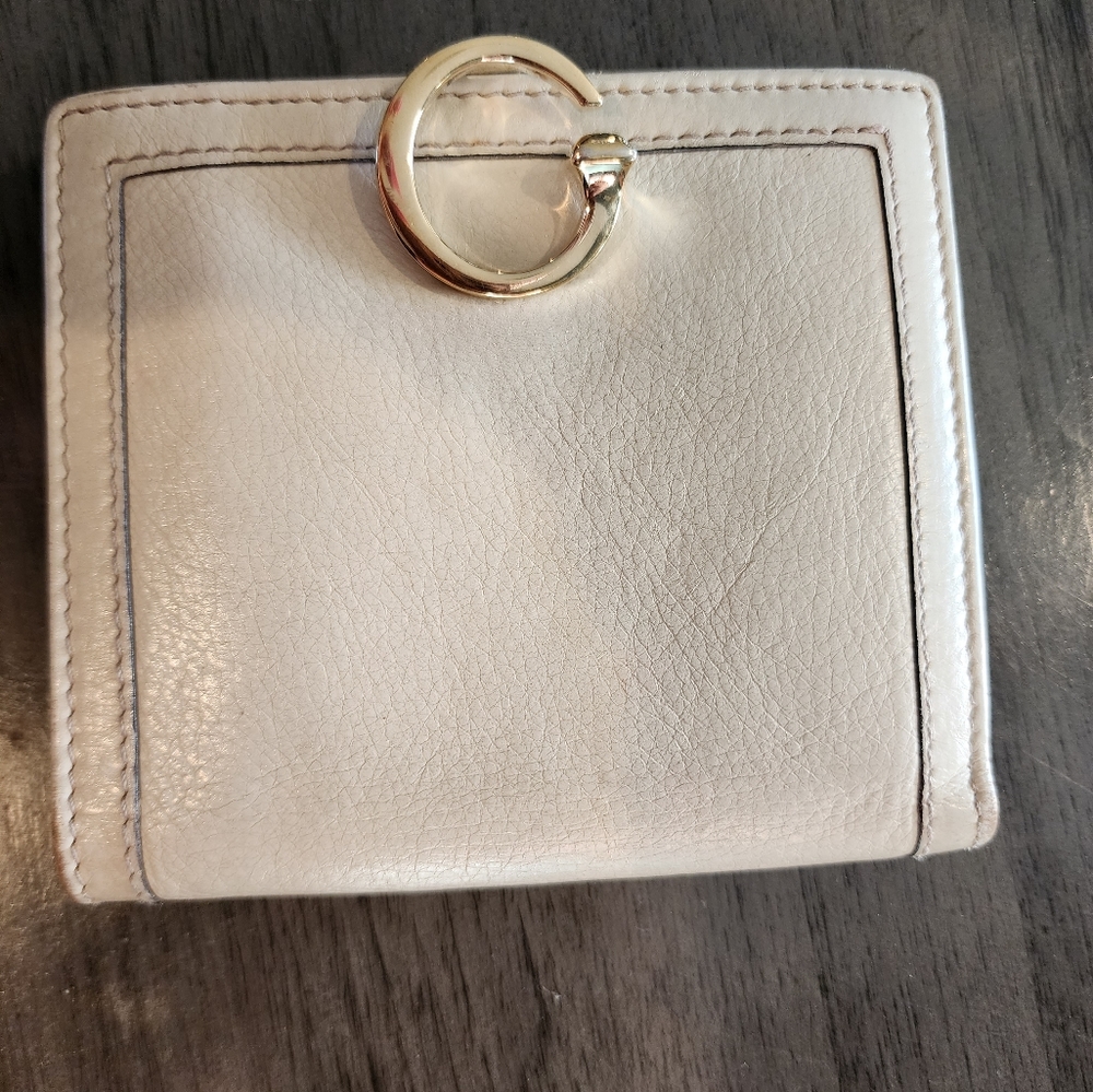 Vintage Gucci Horsebit Bifold Wallet White Off-White Gold Hardware & Leather